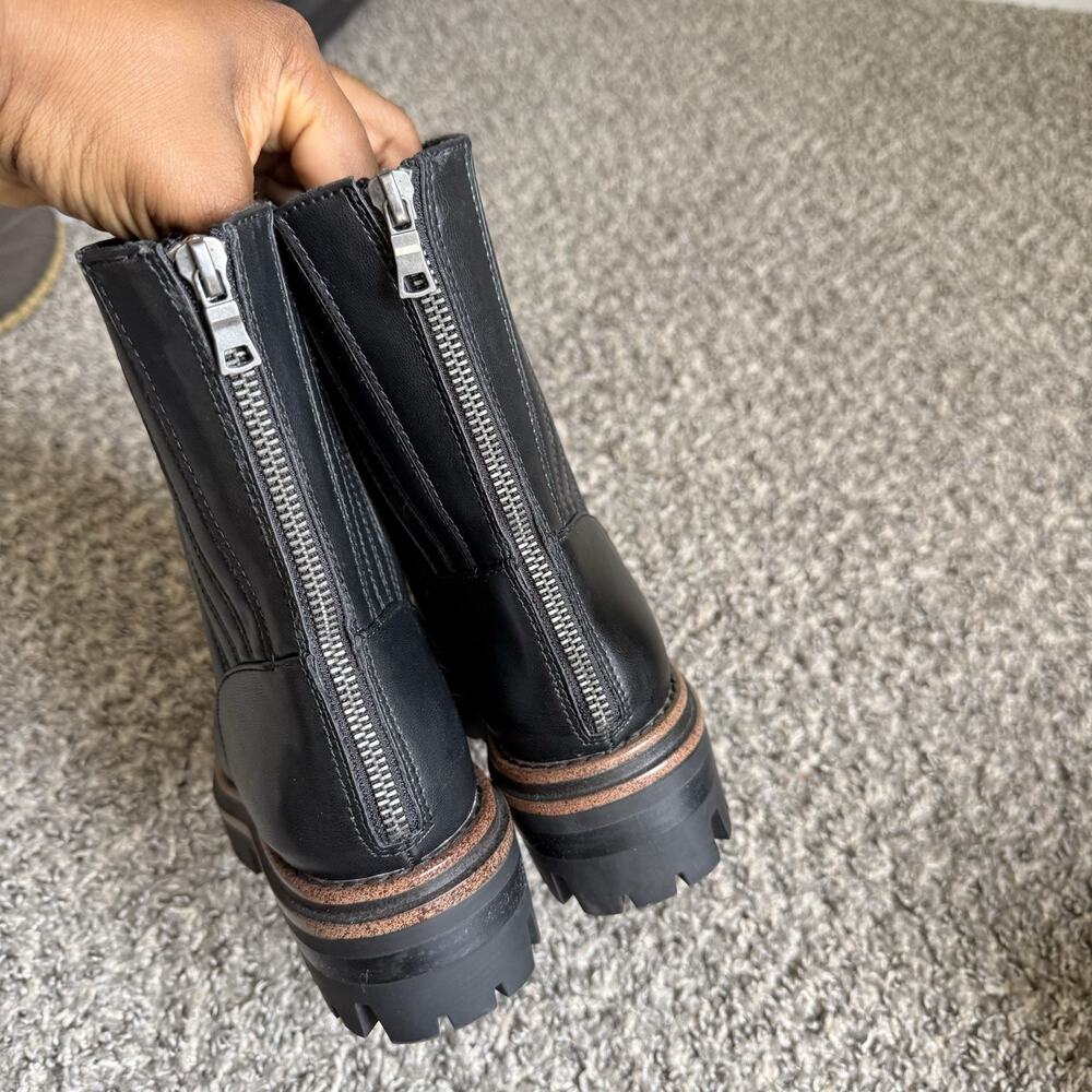 Kork-Ease Black Lace-Up Platform Boots with Brown Trim - Picture 4 of 8